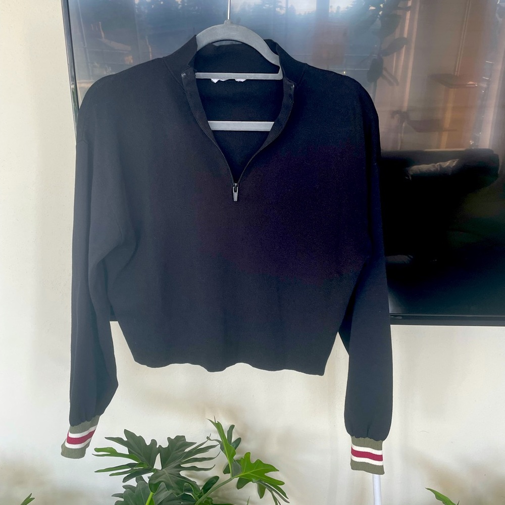 Cropped knit quarter zip sweater. Worn once!!!